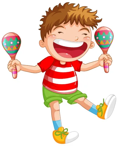 Criança feliz com maracas